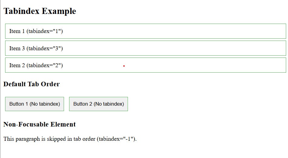 Tabindex Example