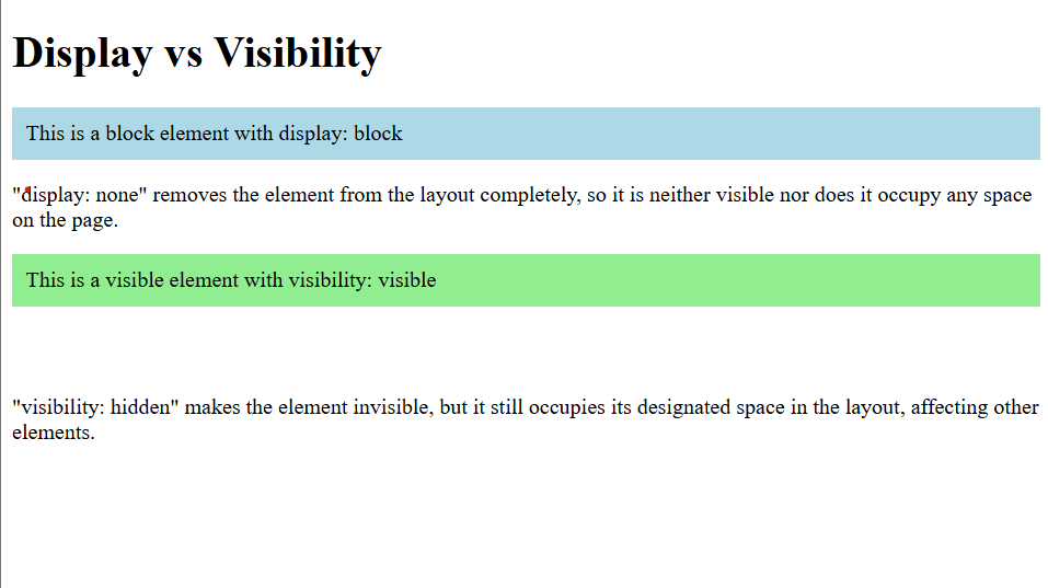 Display vs Visibility